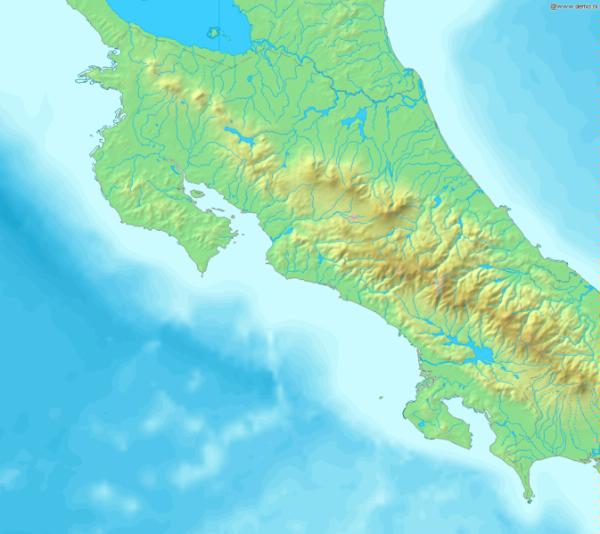 map of arctic cordillera. As this relief map of Costa